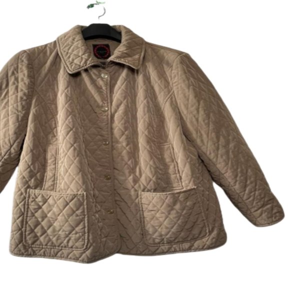 Giacca Woman Tan Polyester  Button Front Lined Insulated Quilted Jacket Size 3X - Picture 15 of 16